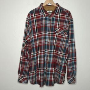 Legendary Whitetails Mens Button Up Shirt 2XL Red Shacket Flannel Cabincore Camp